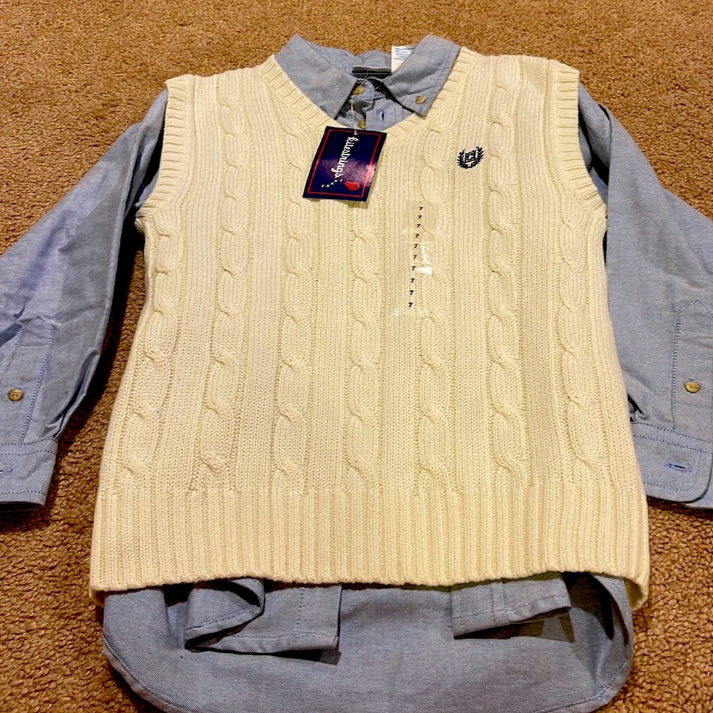 Kitestrings dress shirt and sweater vest.